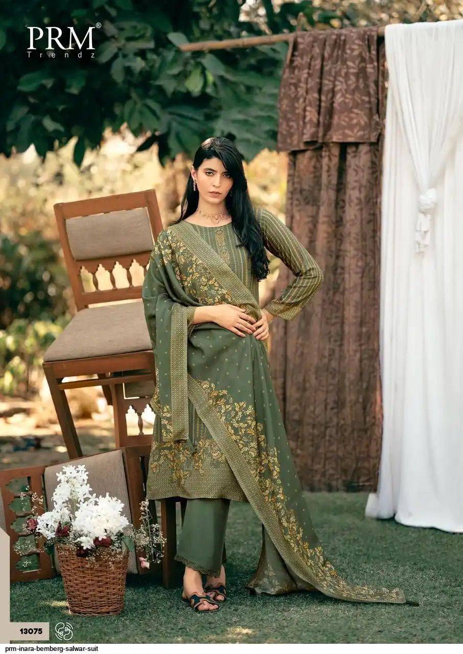 INARA BY PRM TRENDZ 13075 To 13080 Stylish Beautiful Colourful PURE BEMBERG MUSLINE SILK Dresses At Wholesale Price